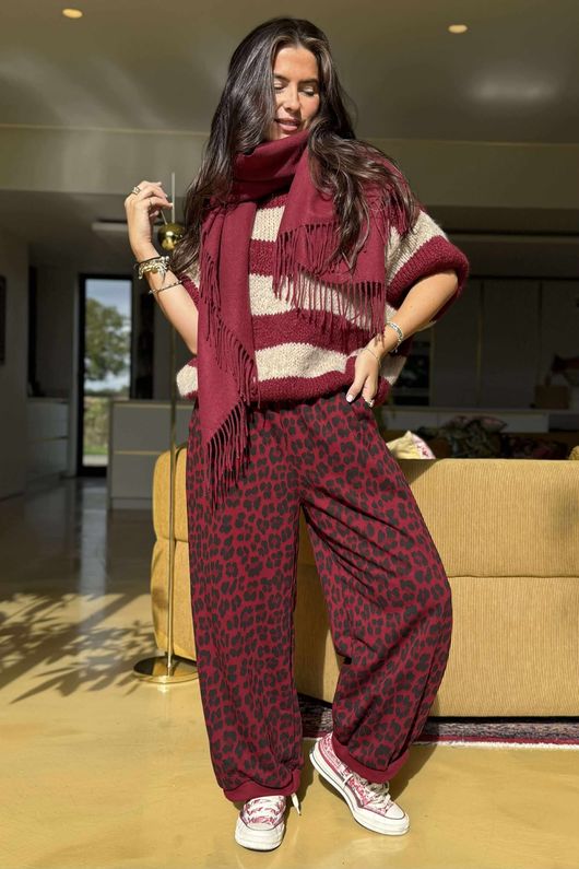 Scamp Leopard Demi Bloom Pant Bordeaux /5 